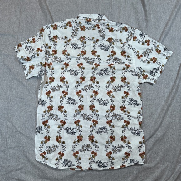Disco Panda Shirt Mens Large Dragon Floral Print Slim Fit Summer Graphic Tee - Picture 10 of 11